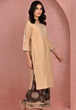 Solid Coloured Kurta with Printed Pants