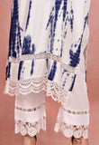Blue Coloured Tie and Dye Kurta with White Lace Pants