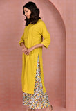 Yellow Kurta with Floral Print Pants