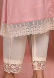 Baby Pink Lace Kurta with White Pants