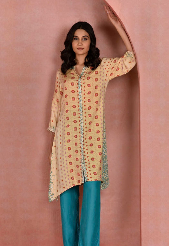 Buy HOUSE OF PAAVAY Mint Kurti Set with Shawl Colour - Pastel Green, 3XL at