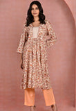 A-line Floral Kurta with Solid Coloured Pants